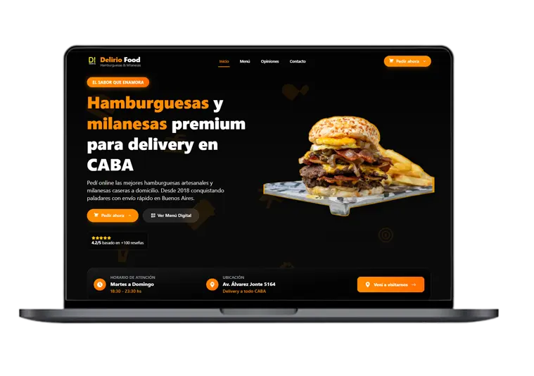 Mockup de página web en laptop